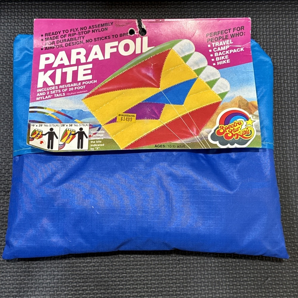 NOS Rare Vintage 1985 PARAFOIL KITE 19"x29" No. 575A | Spectra Star Kites RTF